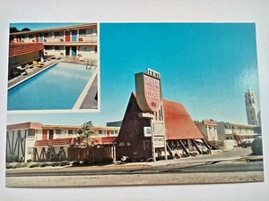 Albuquerque New Mexico NM Pan American Lodge Postcard Roadside Pool View Chalet - Picture 1 of 10