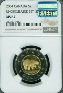2004 CANADA $2 TOONIE NGC MS67 PQ MAC FINEST GRADE MAC SPOTLESS . - Picture 1 of 2