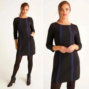 Vestido Boden 4 Anita Otomano Nuevo sin Etiquetas Negro y Azul Mangas Largas Mini - Imagen 1 de 6