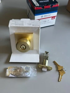 SCHLAGE F51A BWE 608 COL Bowery Knob Keyed Entry Lock, Satin Brass - Picture 1 of 3
