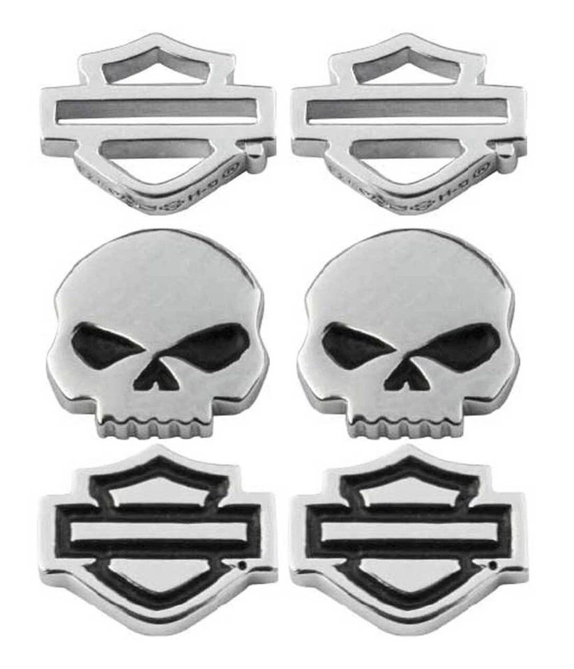 Unisex Harley-Davidson  Bar & Shield Skull Stud Earrings 3 Pairs 122 / HDS0005