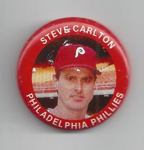 Steve Carlton 1984 Fun Foods Pin Button Phillies + 1983 Donruss Card & Sealed Pk