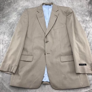 J Ferrar Blazer Men 44Long Taupe Pinstripe Poly Blend Classic Career NWT - Picture 1 of 12