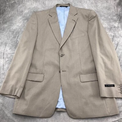 J Ferrar Blazer Men 44Long Taupe Pinstripe Poly Blend Classic Career NWT - Image 1 of 4