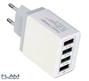 Chargeur adaptateur 4x USB 5V 3,1A max / 100-240V Power Adapter USB Charger - Foto 1 di 3