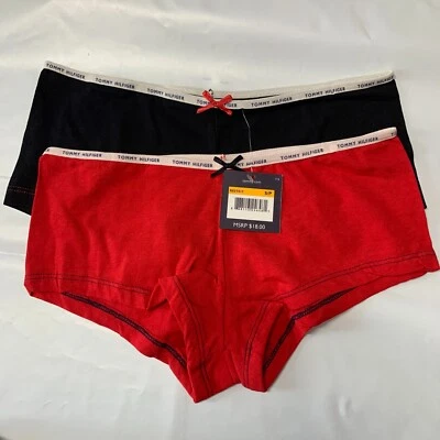 NUEVO CON ETIQUETAS PAQUETE DE 2 TOMMY HILFIGER Pantalones Cortos para Niños Mezcla de Algodón Logo Banda Panty Foto 1 de 4