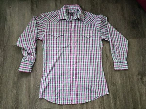 Panhandle Mens Button Down Long Sleeve Pearl Snap Western Shirt Size Med... - Picture 1 of 12