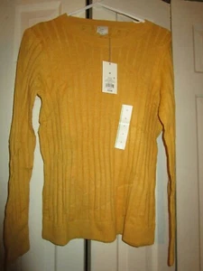 A New Day Women's Long Sleeve Ribbed Cuff Crew Neck Sweater Gold M Medium - Picture 1 of 4