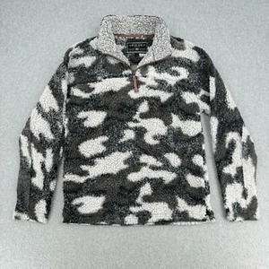 True Grit Jacket Women's Small Black White Camo Pullover 1/4 Zip Sherpa Fleece - Picture 1 of 10