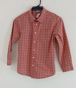 Gymboree Boy's Red, White & Blue Plaid Button Up Long Sleeve Shirt Size (7-8) M - Picture 1 of 7