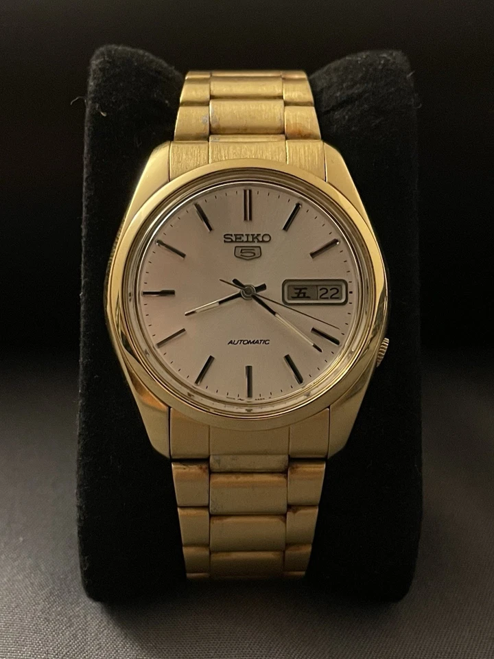 JDM Seiko 5 Automatic 7009-821A Vintage White Dial Day/Date Wristwatch Foto 1 de 1