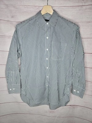 Jenni Kayne 男友条纹纽扣衬衫白色蓝色女式 XS 码 — 第 1/4 张图片