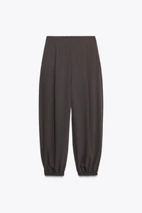 PANTALÓN GLOBO PLISADO A RAYAS ZARA - Imagen 1 de 7