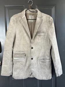 VTG ALLSAINTS Men’s Linen Blend Blazer Jacket Spitalfields Distress Gray Sz 36 - Picture 1 of 7