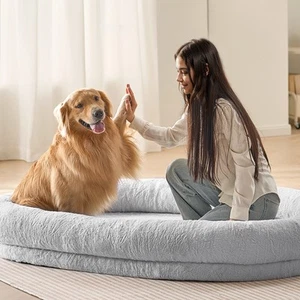 VEVOR Human Dog Bed 1825x1220x254 mm Human Size Dog Bed Washable Faux Rabbit Fur - Picture 1 of 12