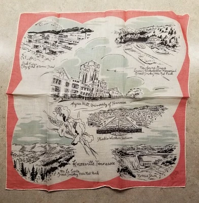 Pañuelo de recuerdo vintage Hankie TENNESSEE sitios de viajes estatales pañuelo pañuelo Foto 1 de 4
