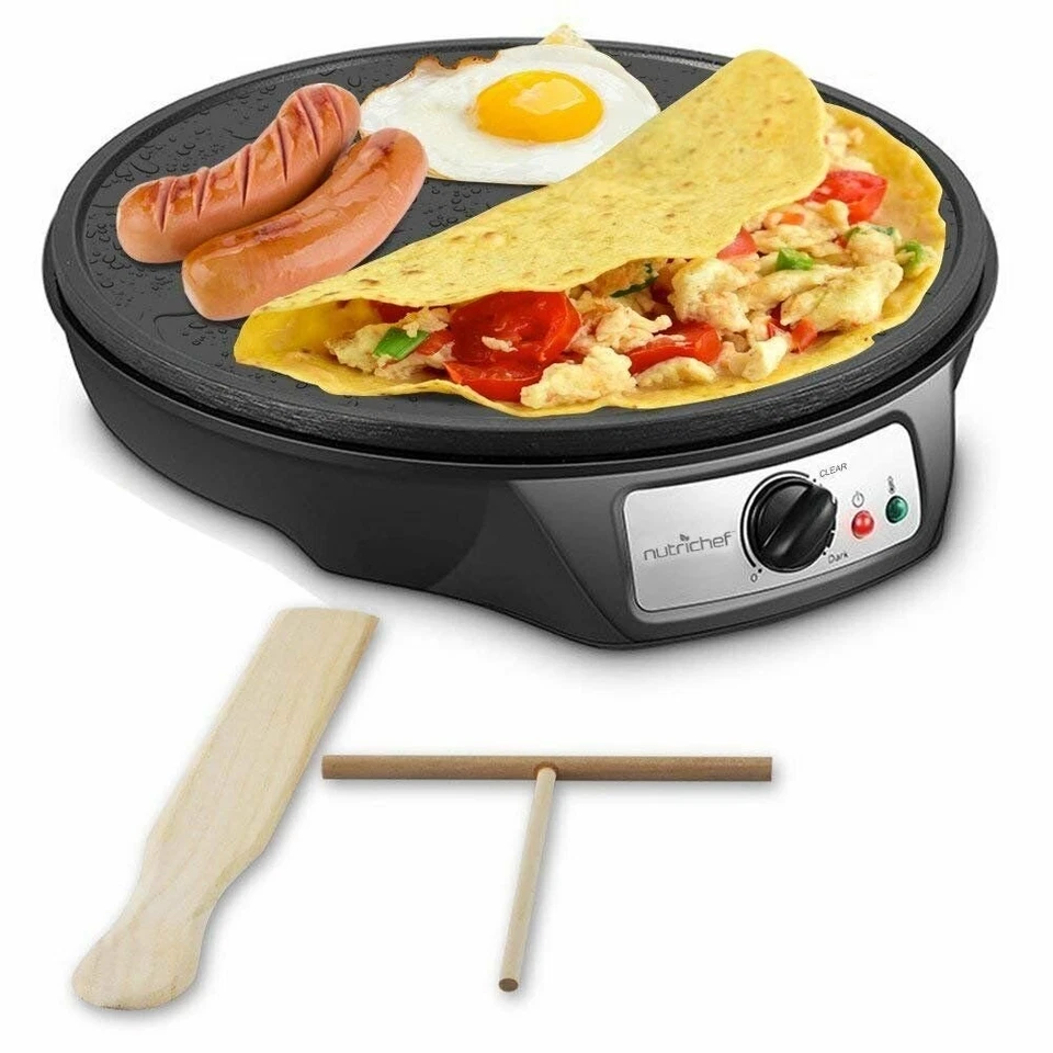 Cooktop elétrico para fazer crepe - Placa quente de alumínio antiaderente 12 polegadas - Imagem 1 de 4
