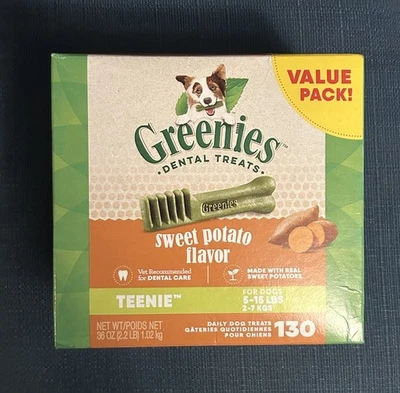 Greenies Teenie Natural Dog Dental...Sweet Potato, 36 Oz Pack (130) Exp 10/21/25