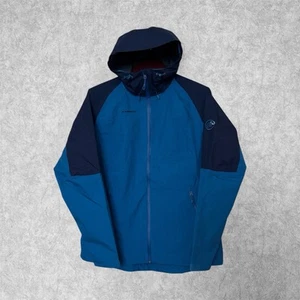 Chaqueta azul con capucha impermeable Mammut Wenaha Gore-Tex Paclite para dama talla mediana - Imagen 1 de 20