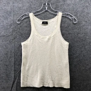 Theory Windelle Cashmere Tank Top Womens XS/S Ivory Light Scoop Neck Ribbed - Picture 1 of 10