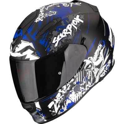 Scorpion Motorrad Helm L EXO-491 Spector - mit Sonnenblende schwarz-blau matt - Bild 1 von 3