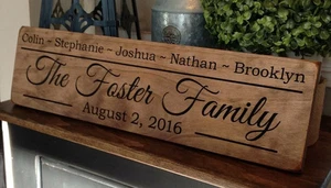 Custom Engraved Family Name Sign, Wedding Gift, Anniversary Gift, Wood Sign - Picture 1 of 6