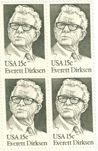 EVERETT DIRKSEN -- 4er Block Sammelbriefmarken -- KOSTENLOSER VERSAND - Bild 1 von 1