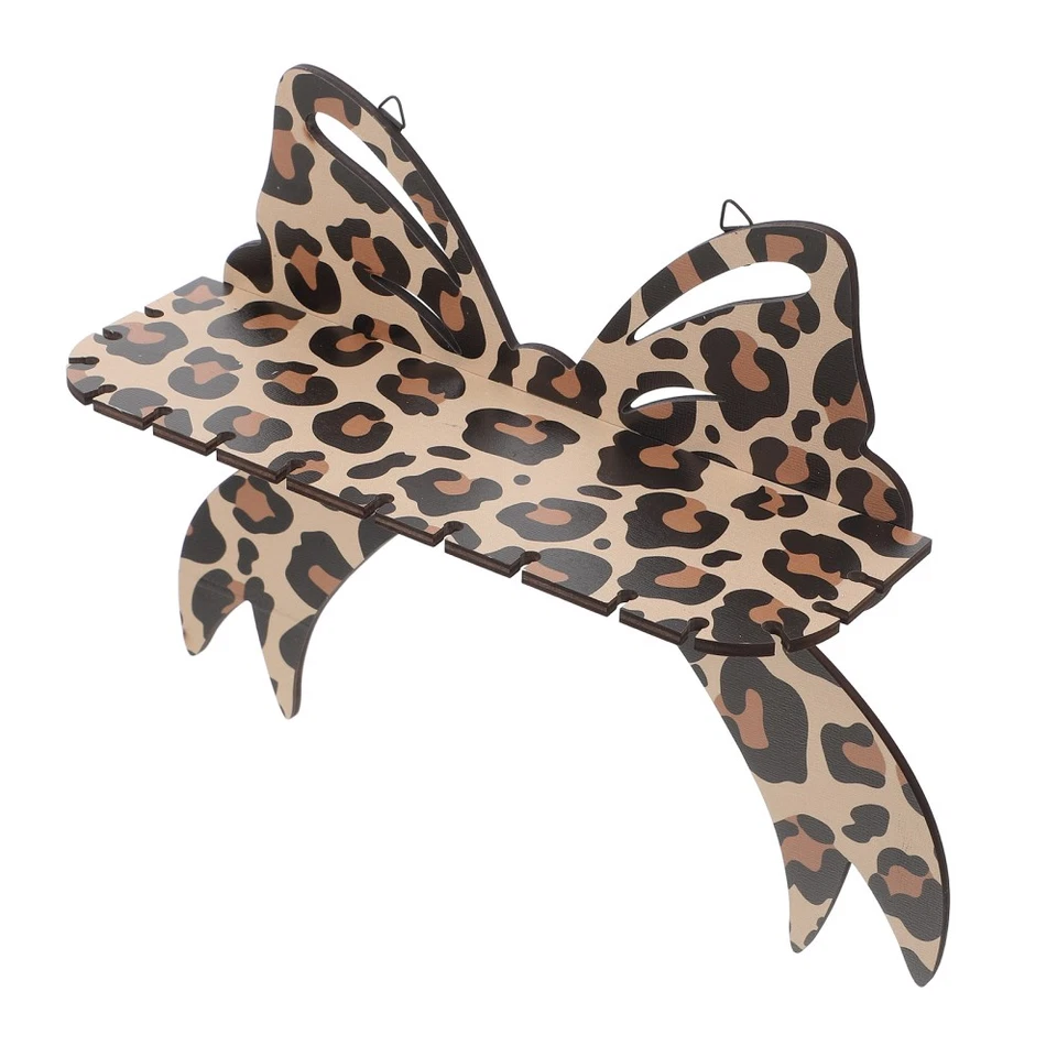  Wall Mounted Shelf With Leopard Print Bow Floating Wall Shelf For Bedroom Wood - Image 1 of 4