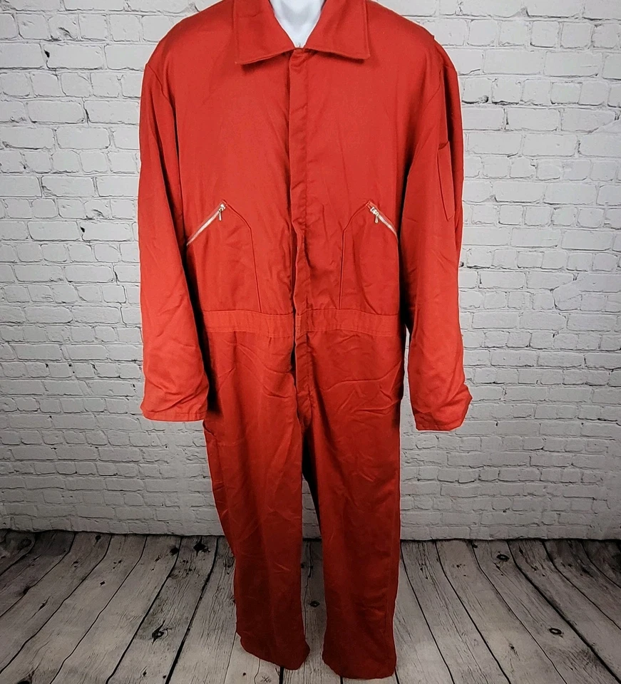 VTG Walls Blizzard Pruf Red Insulated One Piece Suit Coveralls USA Size Large LT - Image 1 of 4