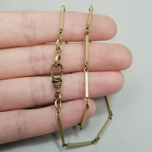 Vintage Yellow Gold Filled 12 Inch Pocket Watch Chain Bar Link Dog Clip DFP - Picture 1 of 9