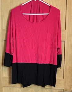 Calvin Klein Damen rosa/schwarz Freizeit Oberteil 3/4 Reißverschluss Ärmel Bluse Large - Bild 1 von 11