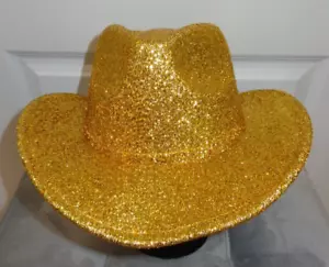 Gold Blingyđź’—Western Cowboy Fun Costume Party Hatđź’—Sz O/S - Picture 1 of 7