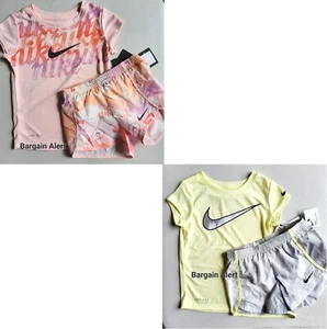 Nike Girls Size 5 Summer Dri-Fit Shorts & Tops Spring Yellow Gray Peach Purple - Picture 1 of 3