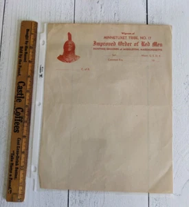 Wigwam of Minnetuxet Tribe Letterhead Improved Order of Red Men Middleton MA - Picture 1 of 4