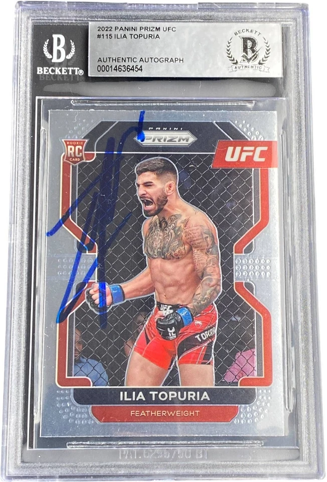 ILIA TOPURIA SIGNED 2022 PANINI PRIZM UFC ROOKIE RC CARD #115 BECKETT BAS - Image 1 of 1