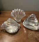 Iridescent Glass Paperweight Sea Shells Lot of 3
