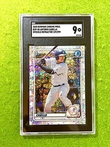 ANTONIO CABELLO POP 1/1 SPECKLE REFRACTOR SGC 9 ROOKIE 2020 Bowman Chrome # /299