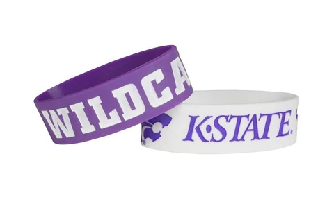 Kansas State Wildcats Silicone Bracelets 2 Pack Wide [NEW] NCAA Jewelry Bracelet Cover