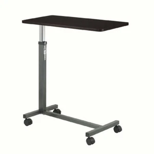 Hospital Over Bed Tray Laptop Food Rolling Table Adjustable Desk Silver - Picture 1 of 6
