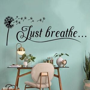 Modern Just Breathe Dandelion Wall Sticker Yoga Quotes Positive Relax Motto