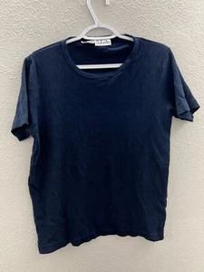 Womens Rafaella Shirt Size Small Solid Navy-Blue Short Sleeve - Picture 1 of 10
