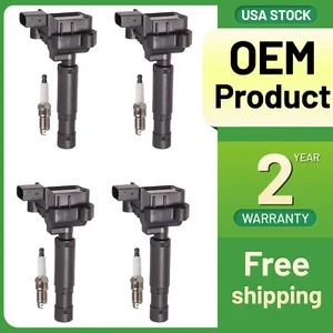 4 Ignition Coil +4 Spark Plug UF658 for 1.8L Mercedes Benz C250 SLK250 2012-2015 - Picture 1 of 7