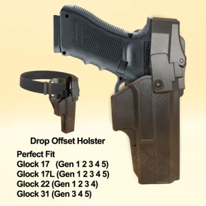 Police Duty Holster Drop Offset For Glock 17 17L 22 31 G17 G31 Gen-5 Level 3 - Picture 1 of 8