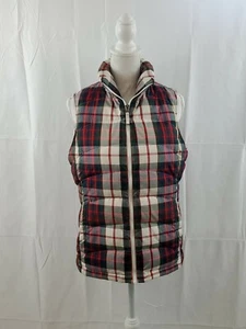 Lands' End Girl's Small 6-8 Plaid Puffer Vest Zip Front Down Jacket Packable - Picture 1 of 9