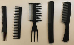2 X 5 Different Salon Stylist's Comb Set-Black Combs- Beauty/Hair Essentials