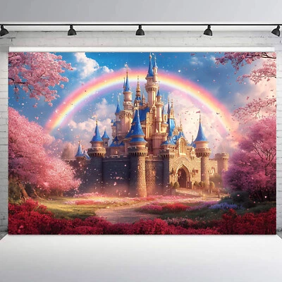 10x8 pies Primavera Floral Azul Vintage Castillo Arco Iris Foto Fondo Estudio Accesorios Foto 1 de 4