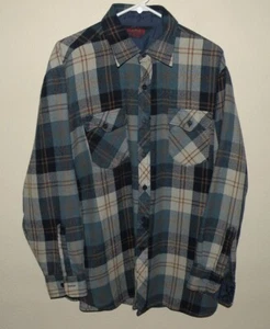 Sportsman Rugged Wear Herren XL LS Button Hemd blau grau kariert Acryl Flanell - Bild 1 von 2