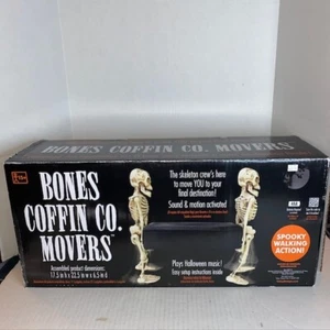 Bones Coffin Co. Movers Animated Walking Skeletons Halloween Plays Music 17.5” - Picture 1 of 6