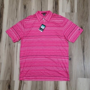 Nike Dri Fit Collezione Tiger Woods Golf Shirt Polo XL Rosa Riga NOS - Foto 1 di 12