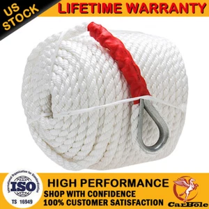 3/4"x200' White Twisted Three Strand Marine Anchor Rope Boat w/ Thimble Sailboat - Picture 1 of 12